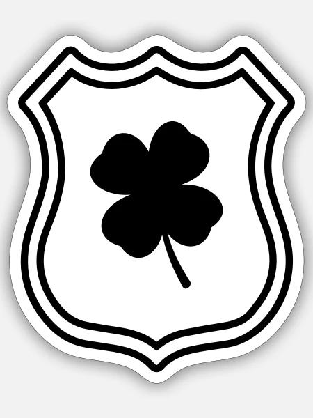 Kleeblatt Wappen - Sticker Größe S (10 x 10 cm) - Mattweiß