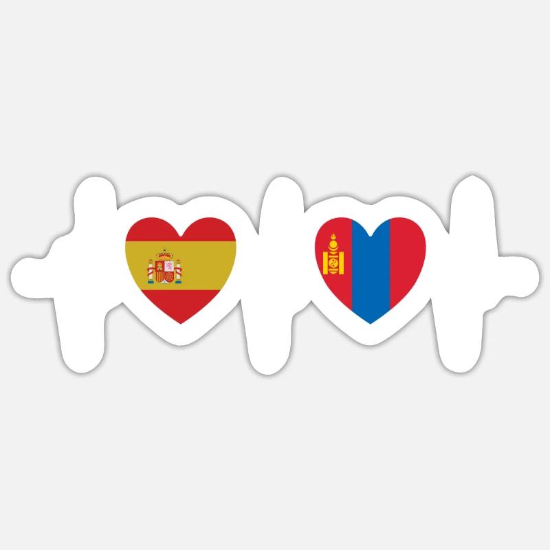 Espagne et Mongolie Drapeaux du drapeau mongol Sticker taille S (10 x 10 cm)