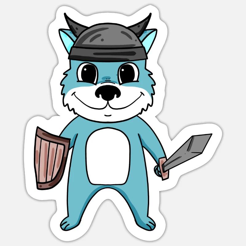 Wikinger Wolf - Sticker Größe S (10 x 10 cm) - Mattweiß