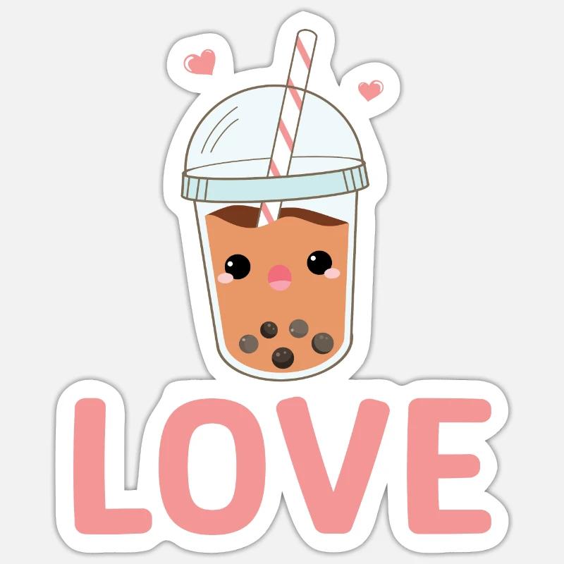 Bubble Tea Lover Geschenk - Sticker Größe S (10 x 10 cm) - Mattweiß