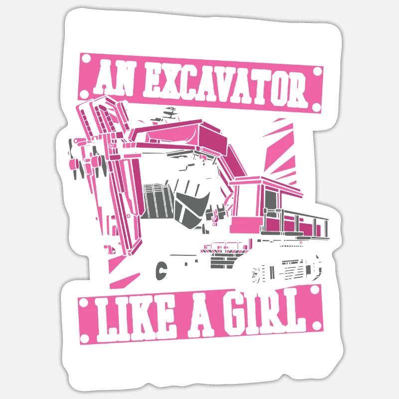 Baggerfahrer Witzig - Sticker Größe S (10 x 10 cm) - Mattweiß