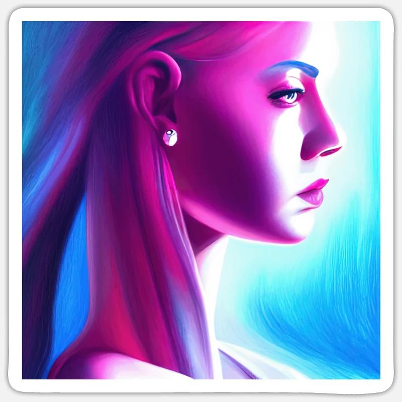 Retrowave Synthwave 80s Character Design - Sticker Größe S (10 x 10 cm) - Mattweiß
