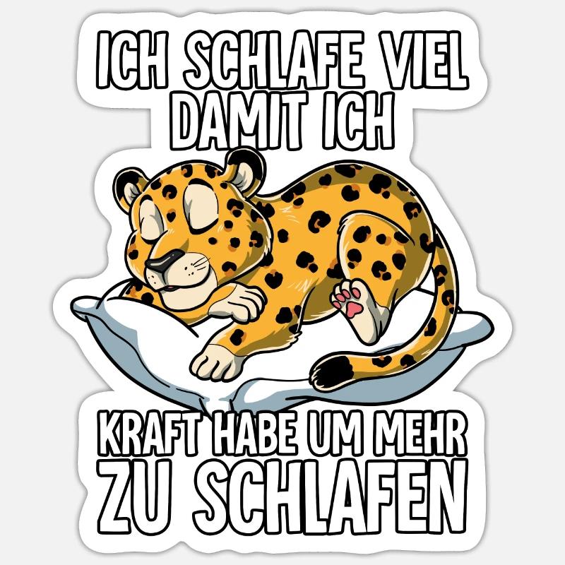 Ich Schlafe Leopard - Sticker Größe S (10 x 10 cm) - Mattweiß