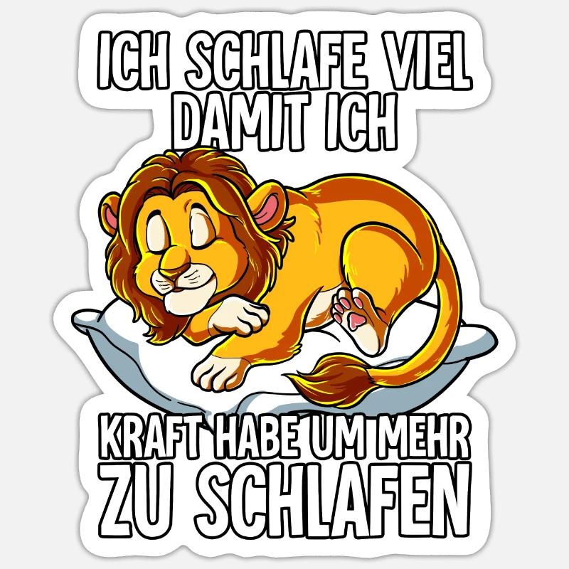 Ich Schlafe Löwe - Sticker Größe S (10 x 10 cm) - Mattweiß