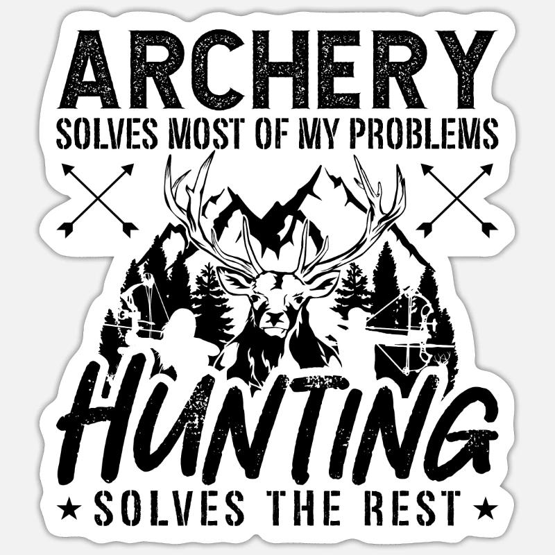 Archery Solves Most Of Bowhunting Target Bowhunter - Sticker Größe S (10 x 10 cm) - Mattweiß