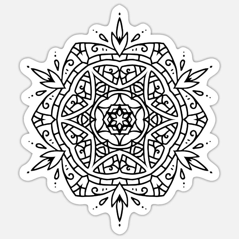 Fleurs Mandala - Sticker taille S (10 x 10 cm) - blanc mat