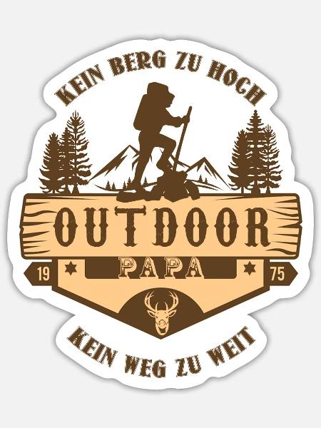 outdoor papa 1975 - Sticker Größe S (10 x 10 cm) - Mattweiß