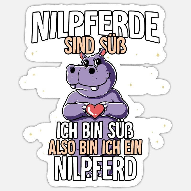 Nilpferde Sind Süß Nilpferd Sticker Größe S (10 x 10 cm)