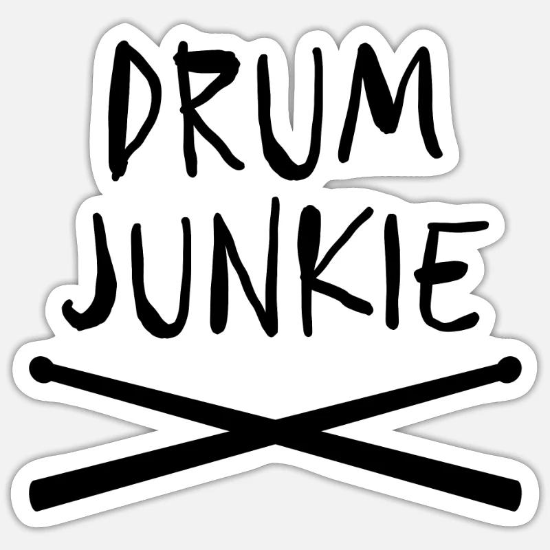 Drum Junkie Drumsticks for Percussionists Drummers - Sticker Größe S (10 x 10 cm) - Mattweiß
