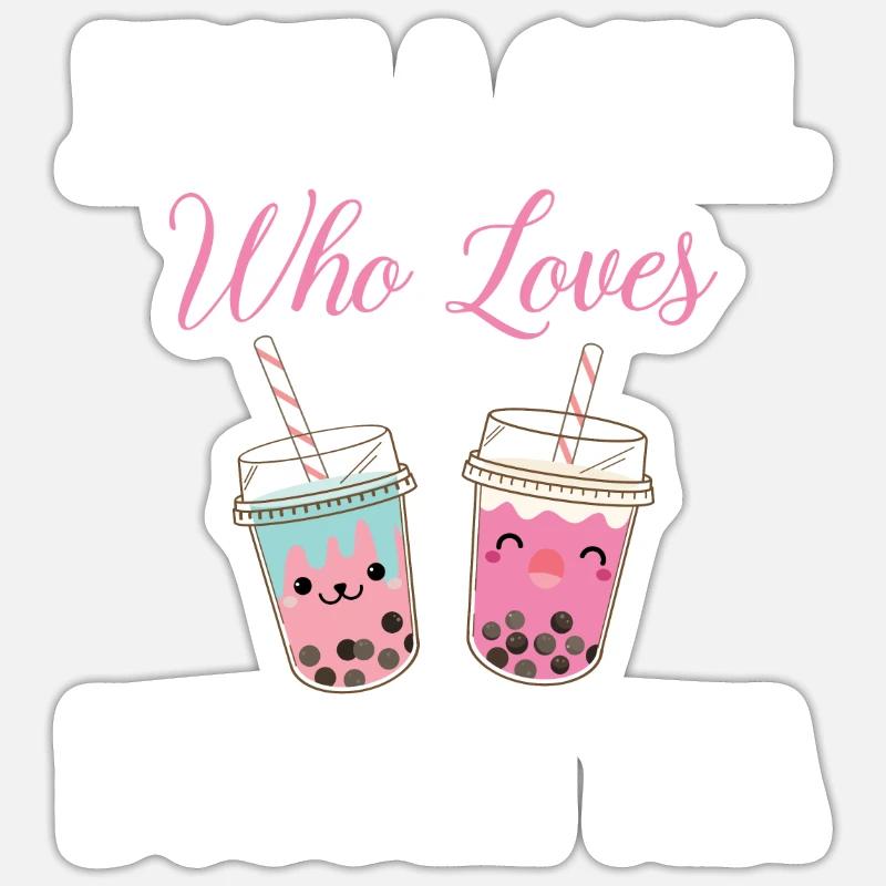 Bubble Tea Lover Cadeau - Sticker taille S (10 x 10 cm) - blanc mat