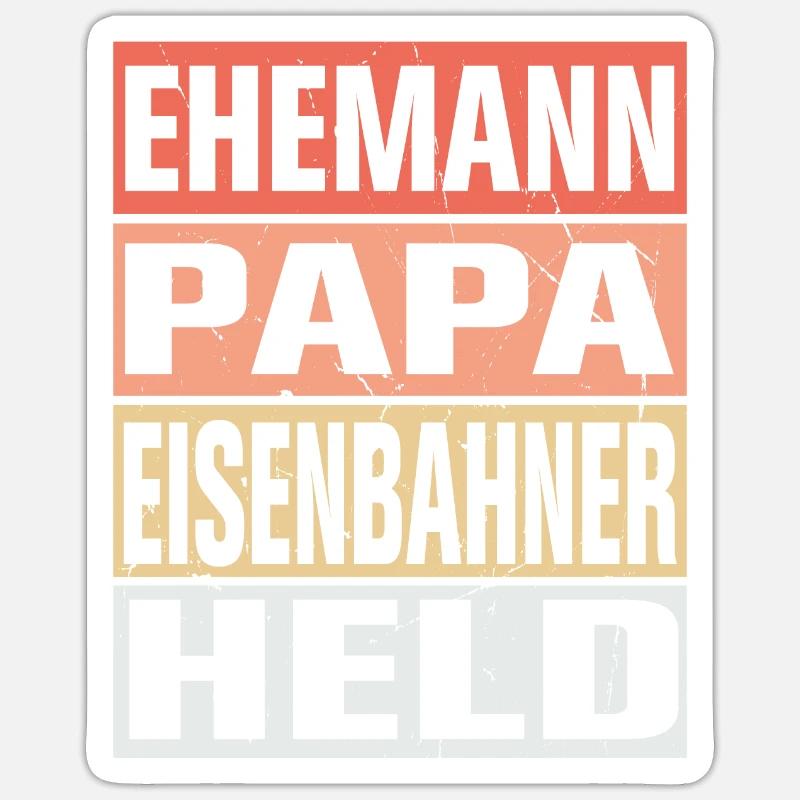 Eisenbahner Vater Ehemann Held - Sticker Größe S (10 x 10 cm) - Mattweiß