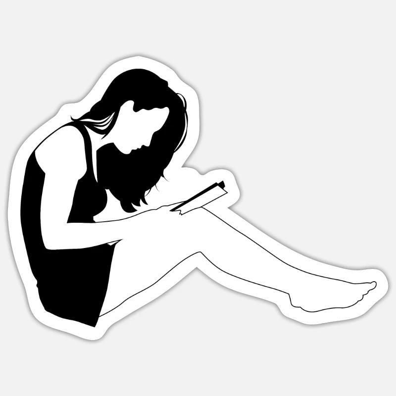 Book reader Bookworm Sticker size S (10 x 10 cm)