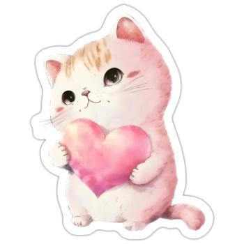Mignon bébé chat maman enfants T-shirt - Sticker taille S (10 x 10 cm) - blanc mat - Devant