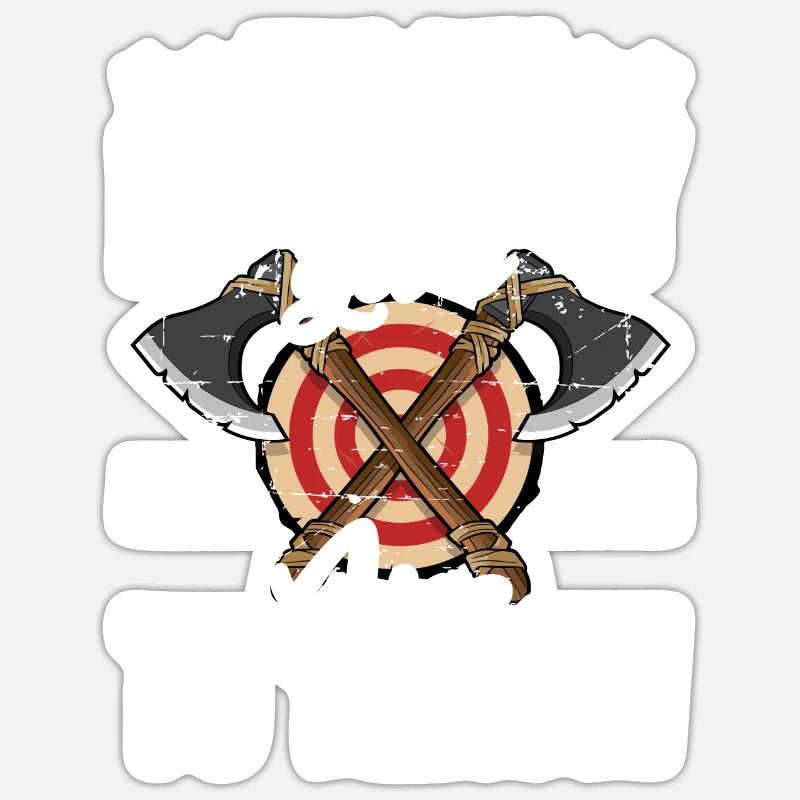 Axt Werfen - Sticker Größe S (10 x 10 cm) - Mattweiß