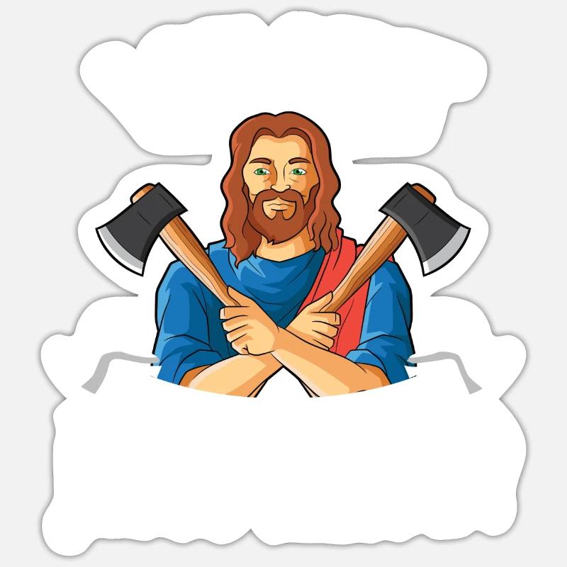 Throwing an axe Sticker size S (10 x 10 cm)