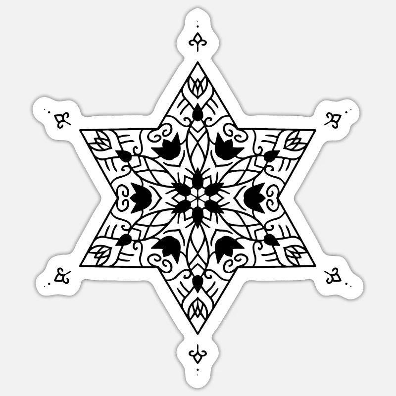 mandala étoile - Sticker taille S (10 x 10 cm) - blanc mat