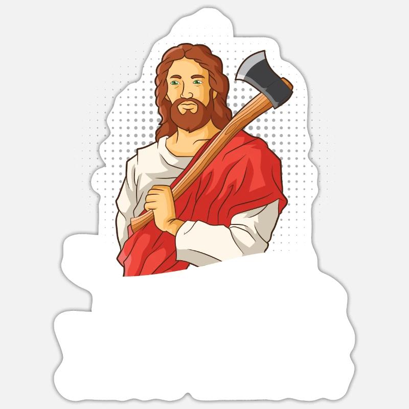 Throwing an axe Sticker size S (10 x 10 cm)