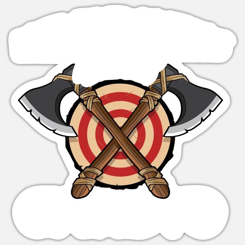 Axt Werfen - Sticker Größe S (10 x 10 cm) - Mattweiß