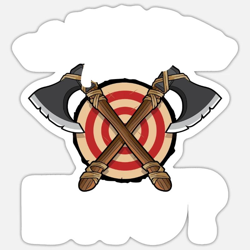 Axt Werfen - Sticker Größe S (10 x 10 cm) - Mattweiß