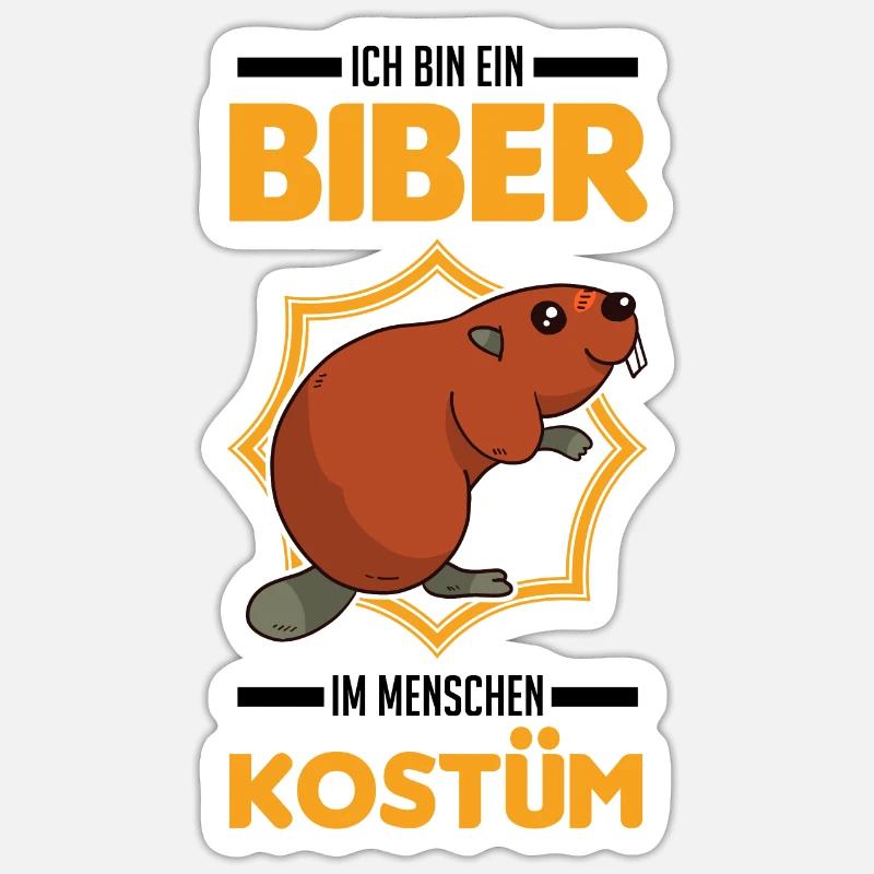Ich bin ein Biber Im Menschen Kostüm - Sticker Größe S (10 x 10 cm) - Mattweiß