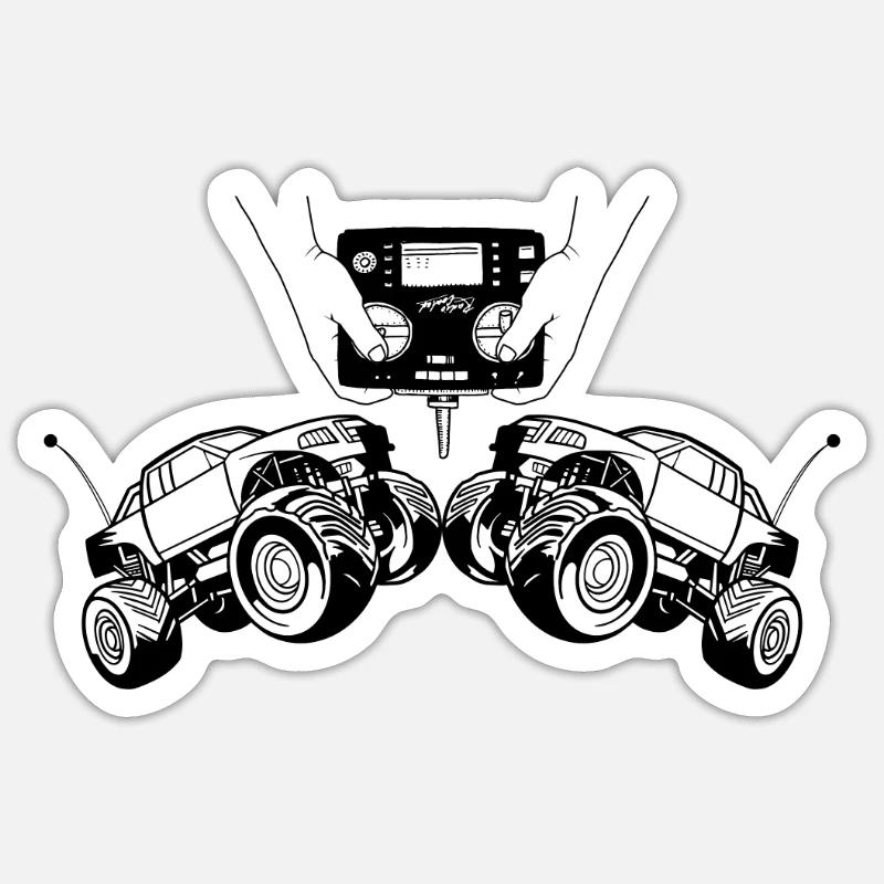 RC Car Remote Control - Sticker size S (10 x 10 cm) - white matte