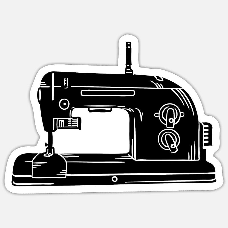 Machine à coudre - Sticker taille S (10 x 10 cm) - blanc mat