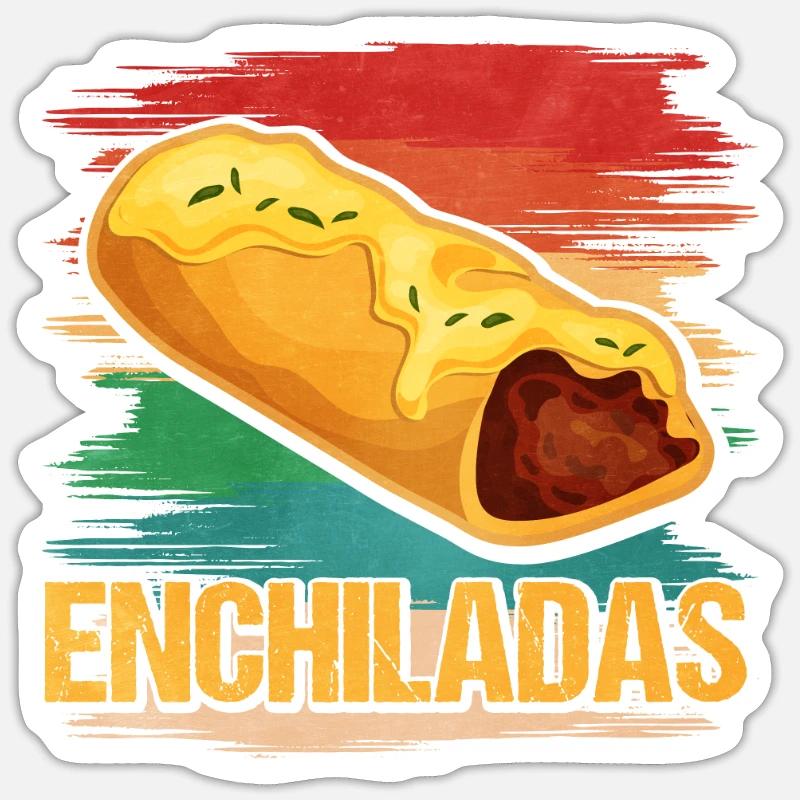 Enchiladas rétro - Sticker taille S (10 x 10 cm) - blanc mat