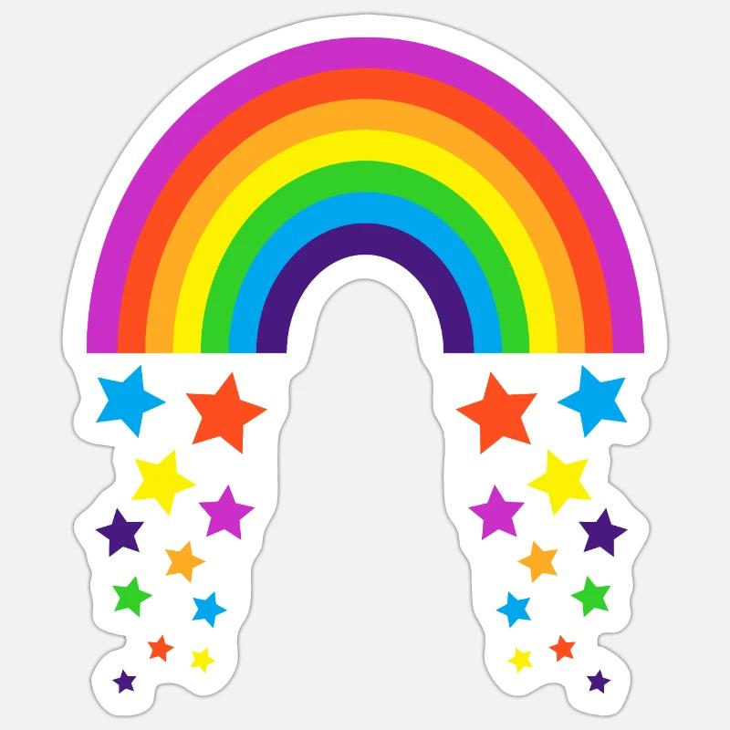 Kidcore Regenbogen Sterne Regnen Geschenk Idee Sticker Größe S (10 x 10 cm)
