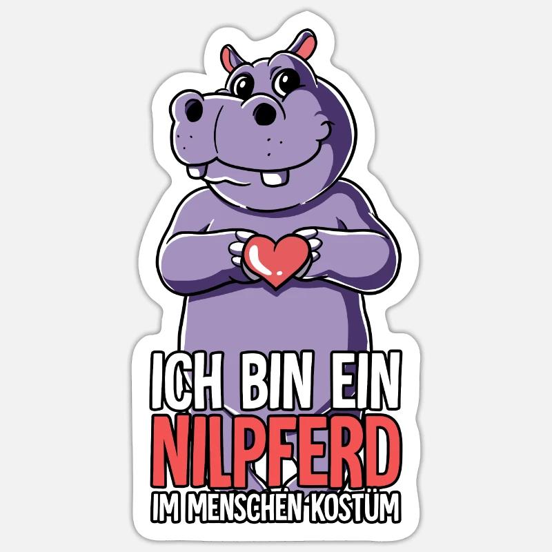 Ich Bin Ein Nilpferd - Sticker Größe S (10 x 10 cm) - Mattweiß