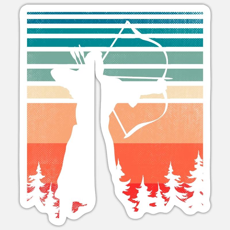 Archer blanc avec arc et flèches Sticker taille S (10 x 10 cm)