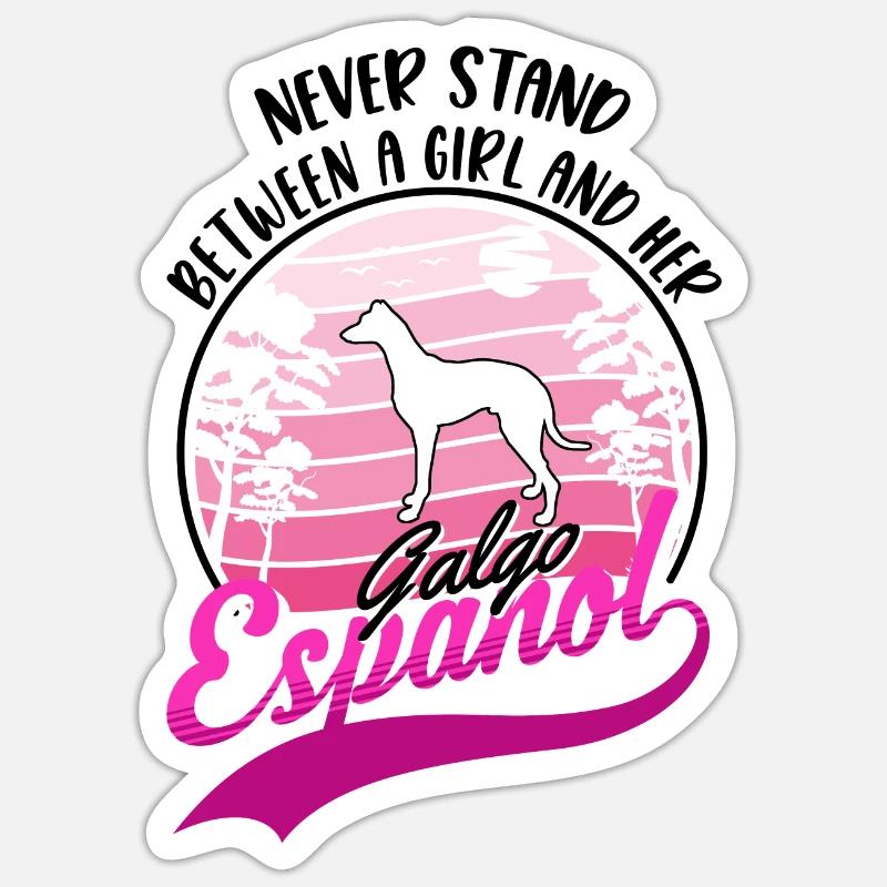 Galgo Espanol Mädchen Spanischer Windhund Galgo - Sticker Größe S (10 x 10 cm) - Mattweiß