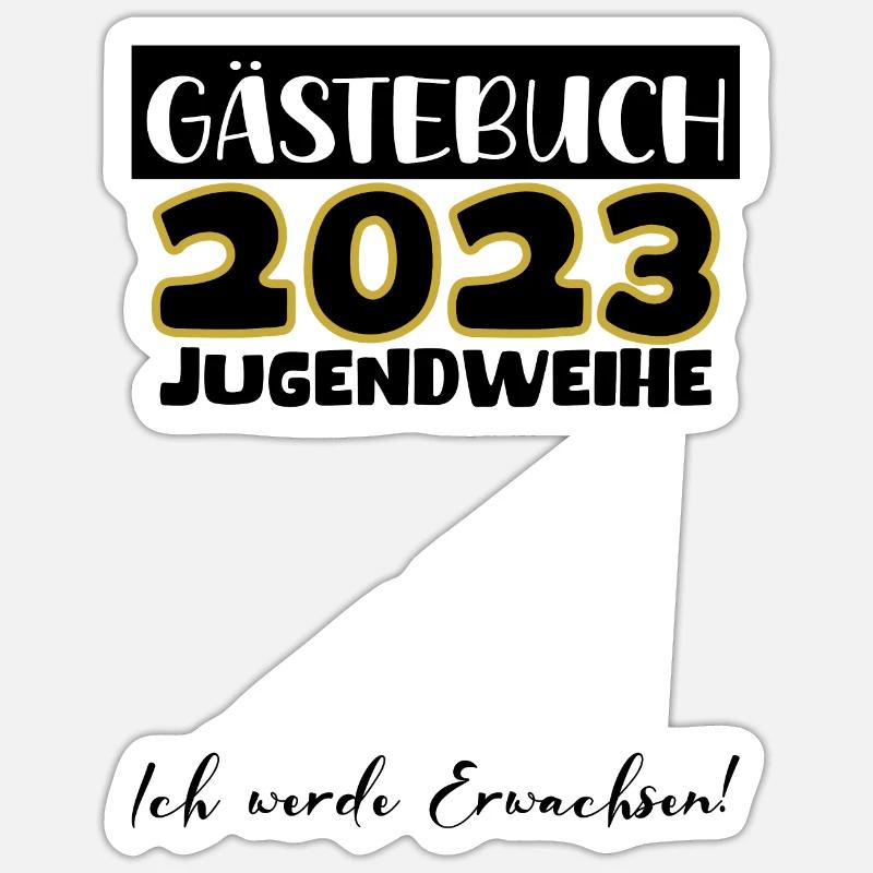 Jugendweihe 2023 Gästebuch Mädchen Jungen Fun Deko - Sticker Größe S (10 x 10 cm) - Mattweiß
