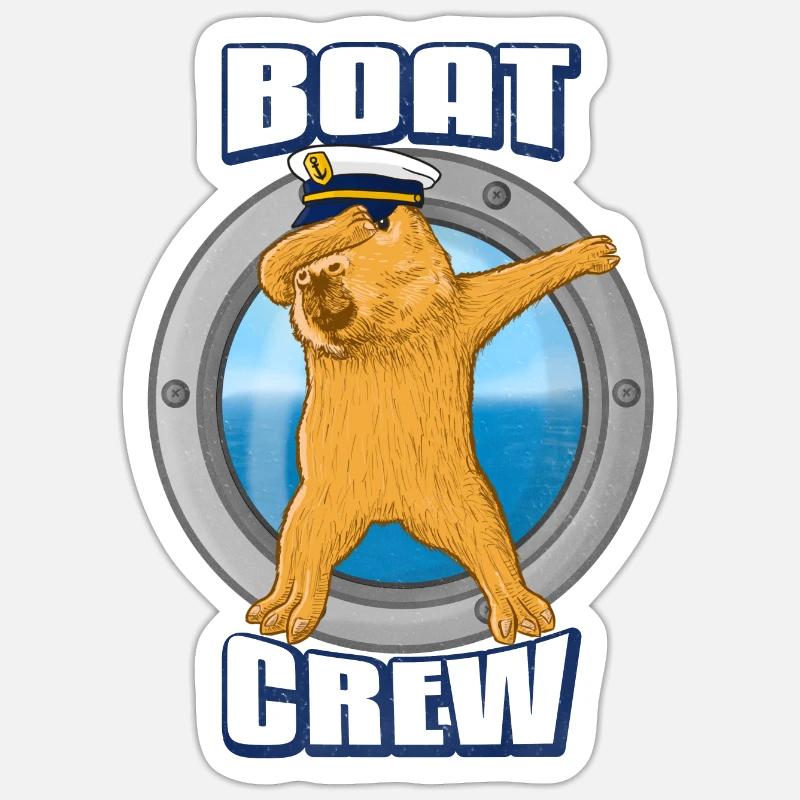 Équipage du bateau Capybara - Sticker taille S (10 x 10 cm) - blanc mat