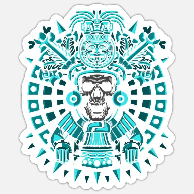 Blaue Maya-Statue Sticker Größe S (10 x 10 cm)