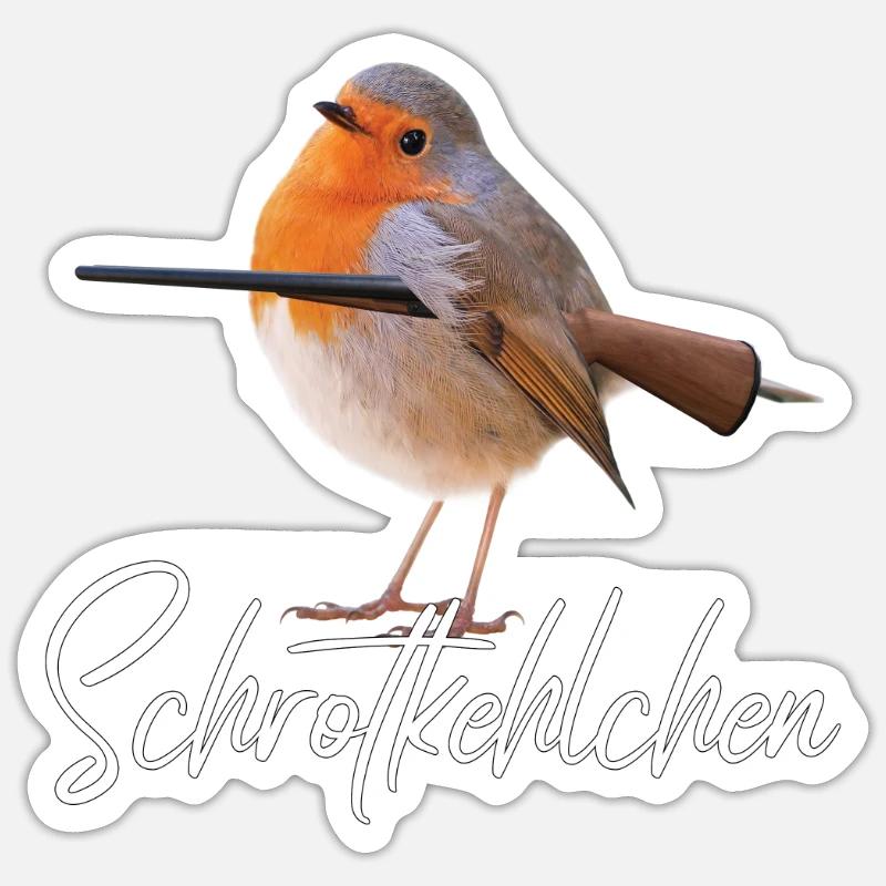Schrotkehlchen Meme Vogel Rotkelhlchen - Sticker Größe S (10 x 10 cm) - Mattweiß