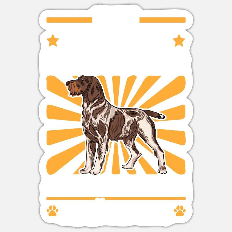 Deutsch Drahthaar Gassi gehen Jagdhund Sticker Größe S (10 x 10 cm)