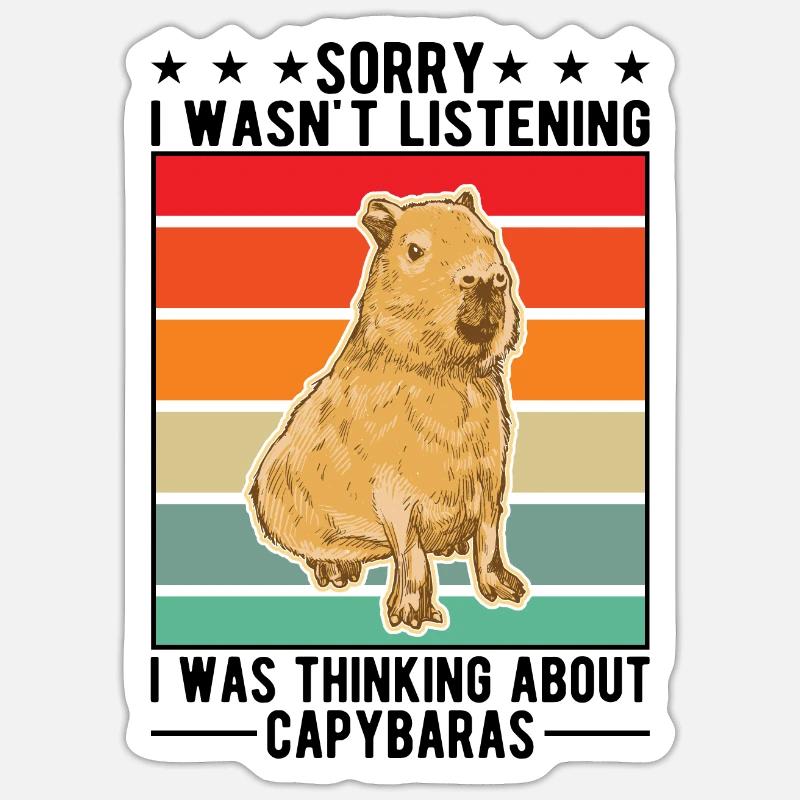 Capybara Cadeau Capibara capybara - Sticker taille S (10 x 10 cm) - blanc mat