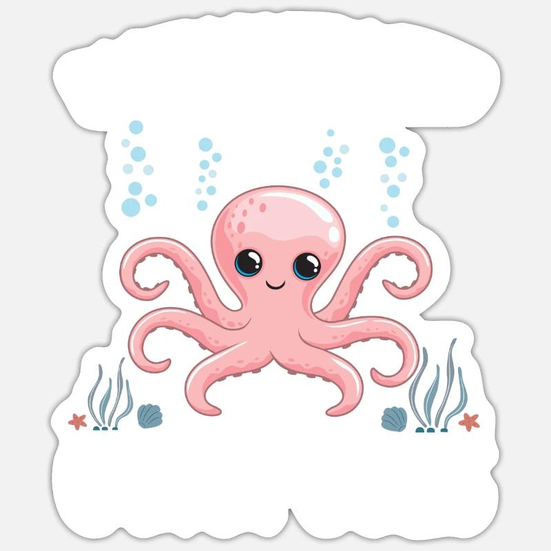Octopus Outfit Octopus Octopus - Sticker taille S (10 x 10 cm) - blanc mat