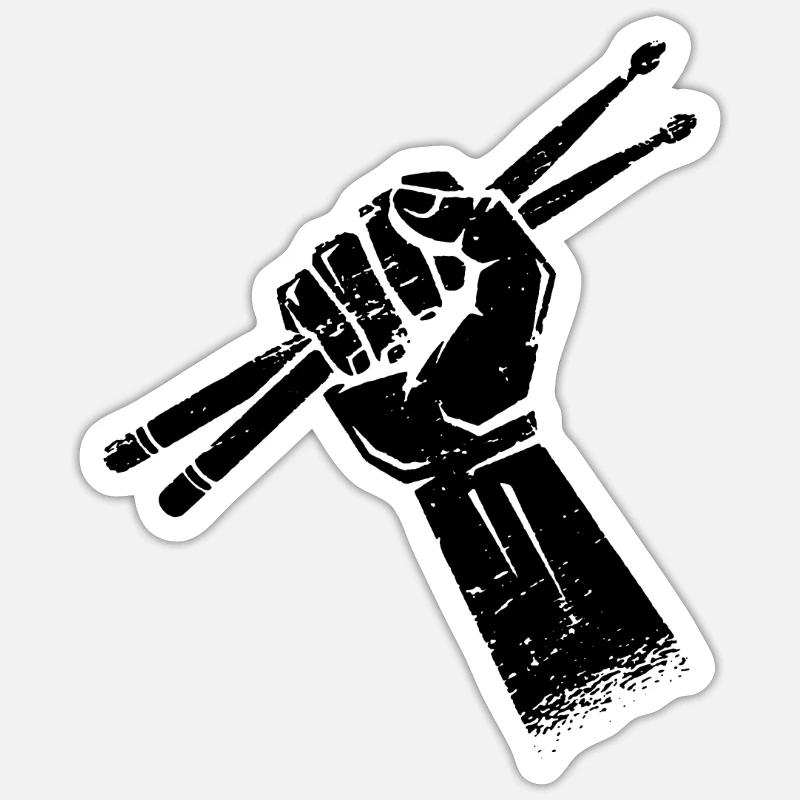 Drums Drummer Drumsticks - Sticker size S (10 x 10 cm) - white matte