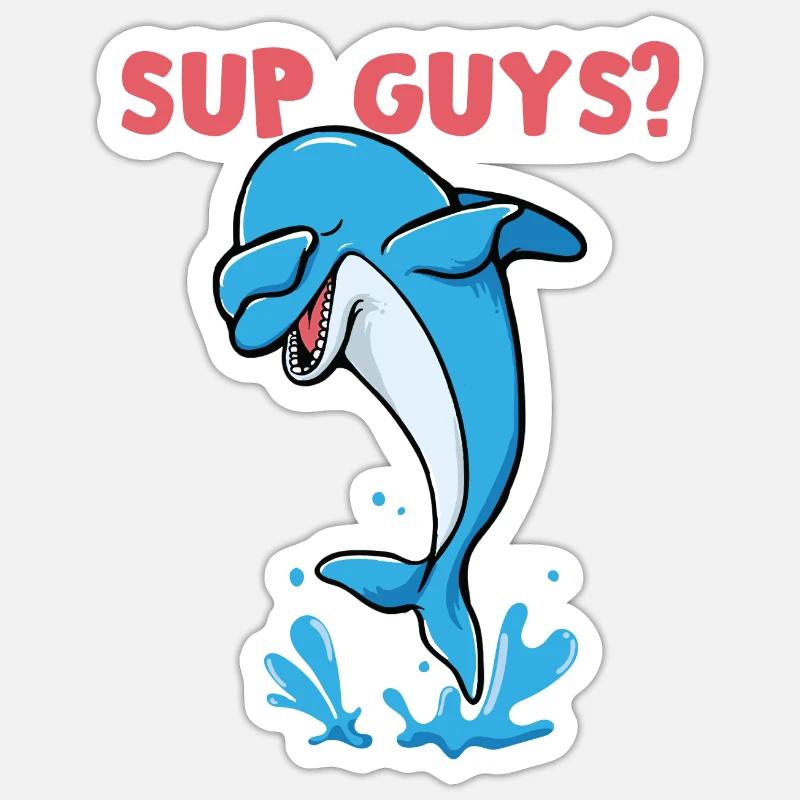 Dabbing Dolphin - Sticker taille S (10 x 10 cm) - blanc mat