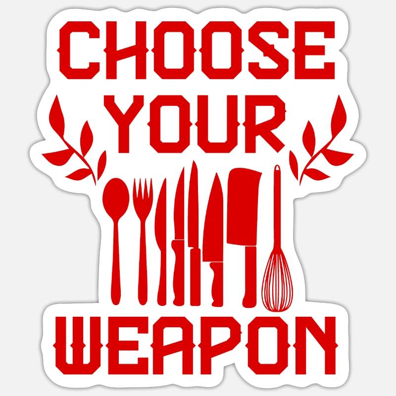 waffe kochen - Sticker Größe S (10 x 10 cm) - Mattweiß