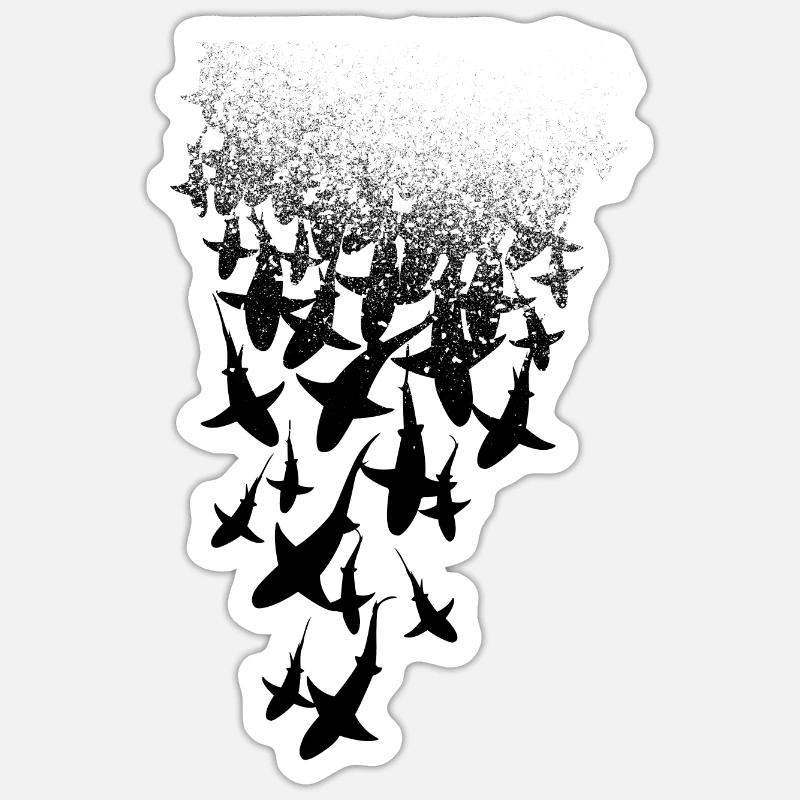 Requins - Sticker taille S (10 x 10 cm) - blanc mat