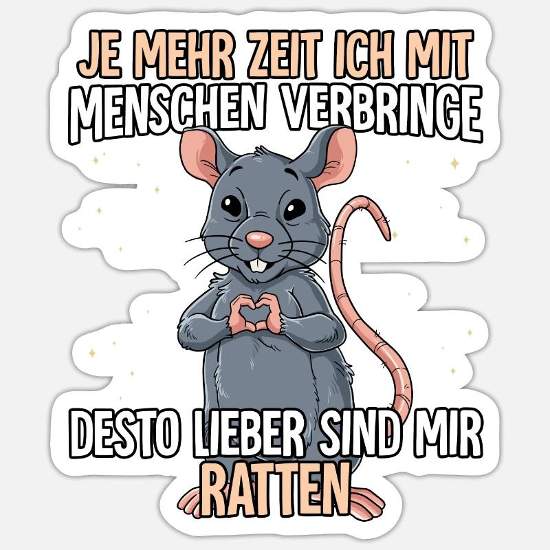 Ratte - Sticker Größe S (10 x 10 cm) - Mattweiß