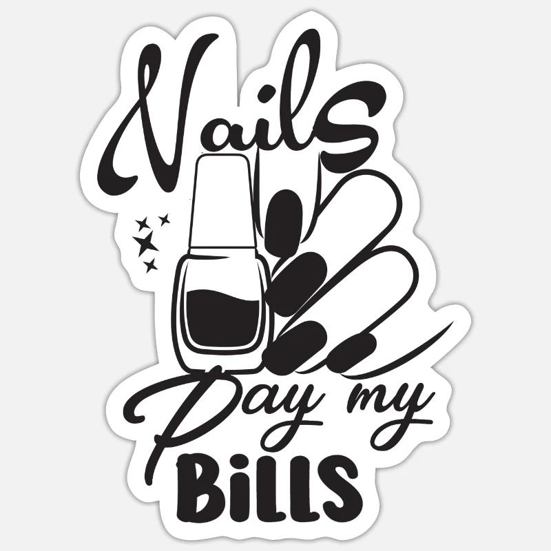 Nails Pay My Bills Manucure - Sticker taille S (10 x 10 cm) - blanc mat