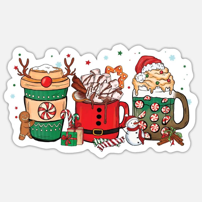 Tasse de chocolat chaud de Noël - Sticker taille S (10 x 10 cm) - blanc mat