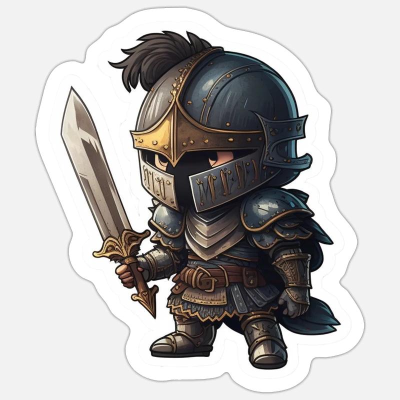 Dunkler Chibi Ritter Sticker Größe S (10 x 10 cm)