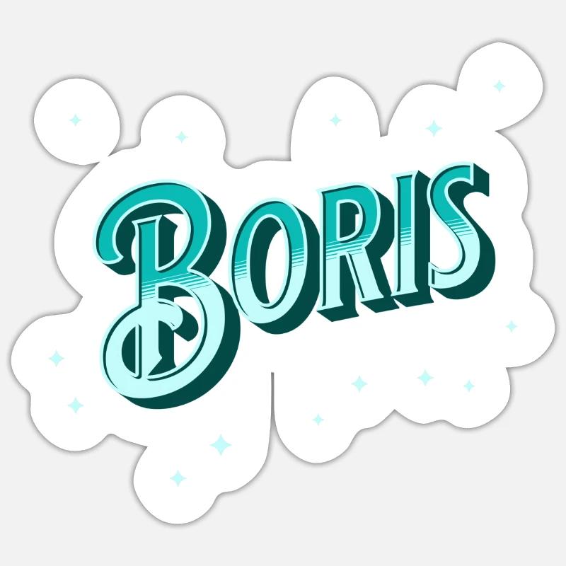Boris' name personalized - Sticker size S (10 x 10 cm) - white matte