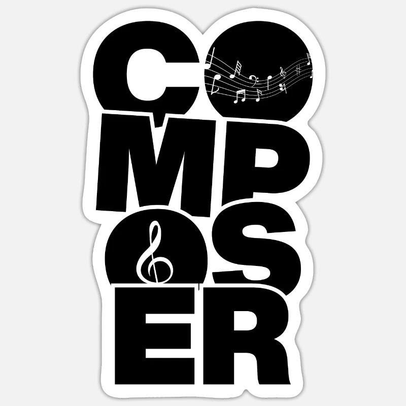 Profession Travail - Compositeur - Sticker taille S (10 x 10 cm) - blanc mat