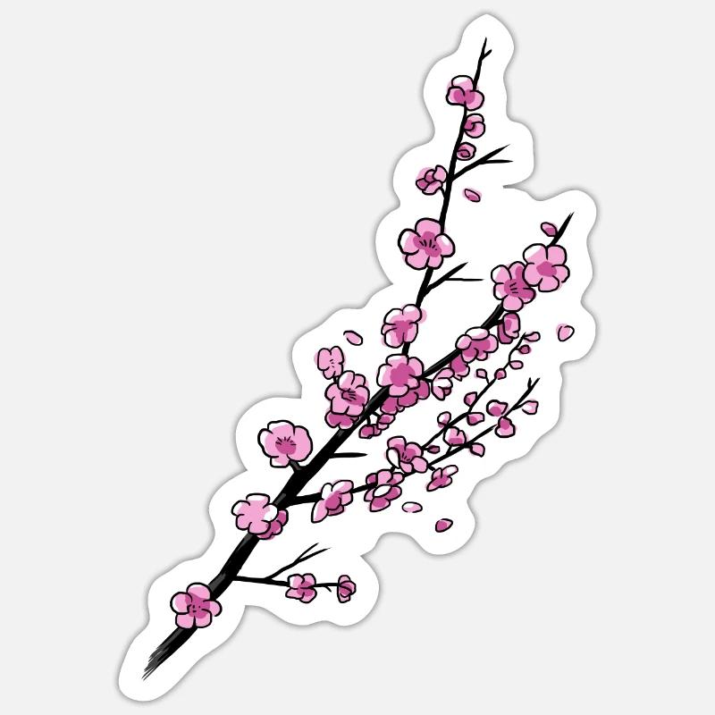 Branche de cerisier - Sticker taille S (10 x 10 cm) - blanc mat