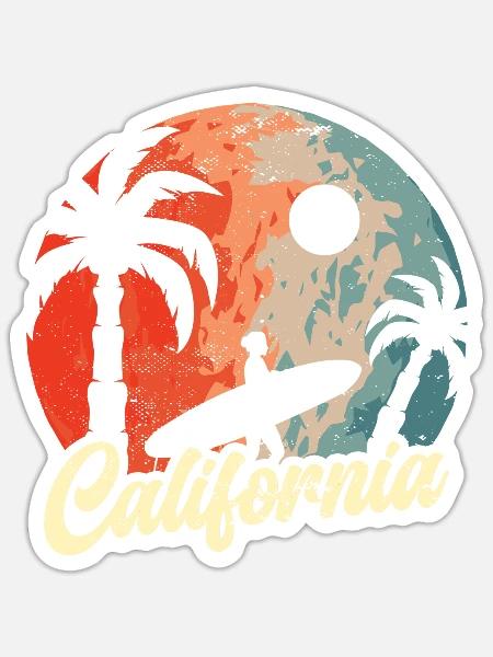 Kalifornische Sommersonne Palmen Strand Wasser - Sticker Größe S (10 x 10 cm) - Mattweiß
